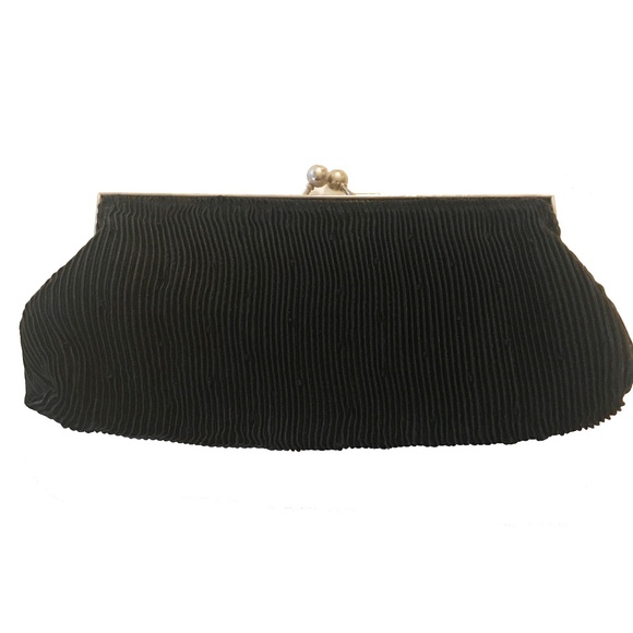 None Handbags - VINTAGE BLACK EVENING BAG